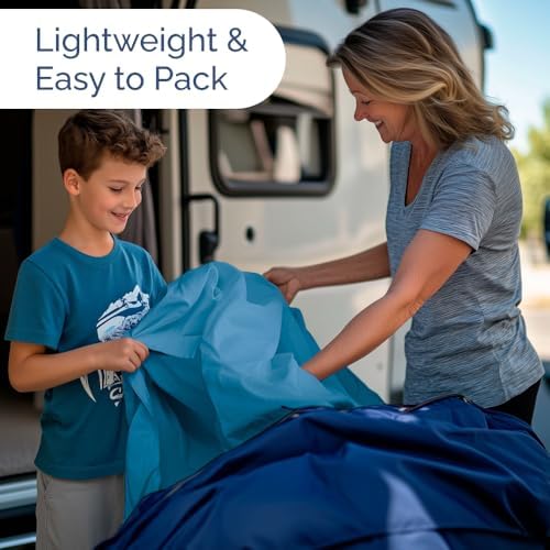 Short Queen Size 4 Piece Bed Sheet Set - RV Short Queen Sheets - Denim Blue - Image 5