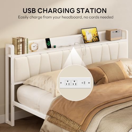 LIKIMIO California King Bed Frame with Storage Headboard & Charging Station - Image 3