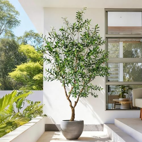 Erimda 8FT Faux Olive Tree with Tall Exquisite Planter Artificial Olive Tree Tall, Potted Fake Olive Plant with 2070 Real Touch Leaves, Indoor Outdoor Home Garden Office Decor - Image 4