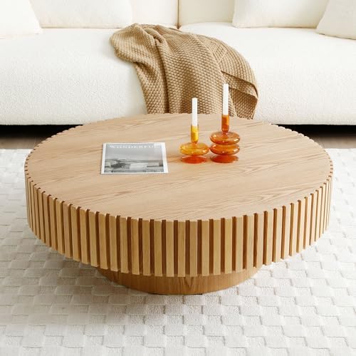 39" Round Coffee Table for Living Room, Mid Century Modern Coffee Table by FGXJY