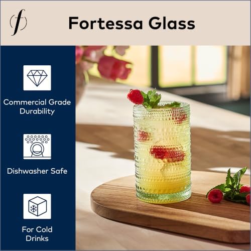 FORTESSA Jupiter Beaded Hobnail Glass Vintage Themed Drinkware Set, 13 Ounce Iced Beverage Glasses (Set of 6), Dishwasher-Safe, Sage Green - Image 2