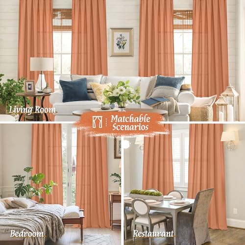 LAMIT Terracotta Linen Curtains 72 inches Long for Living Room 2 Panels - Image 6