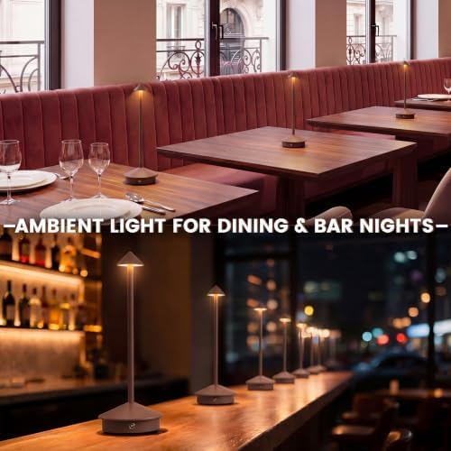 6 Pack Cordless Table Lamp, 3 Color Stepless Dimmable, Brown - Image 5