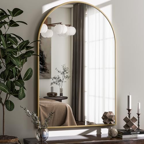 HARRITPURE 22"x30" Arched Bathroom Mirror Wall Mounted Gold Arch Mirror - Image 6