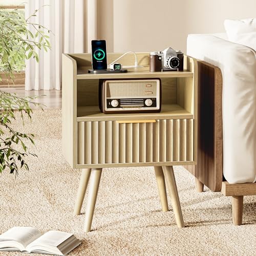 Huuger Nightstand with Charging Station, USB-C Port, End Table - Image 4