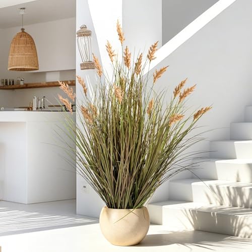 Faux Plastic plantas Synthetic Pampas Grass Indoor Outdoor Realistic Floor Plants pet Friendly Fake Grass for Home Office Wedding para Patio Front Artificial Grass Decor Housewarming Gift - Image 7