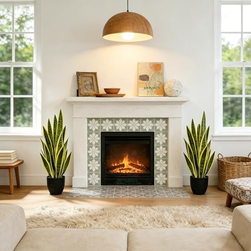 Artificial Snake Plant 2.3FT-2PCS, 27'' Sansevieria Plant with Black Pot, Low Maintenance Mother-in-Law's Tongue for Home Decor Indoor Outdoor, Desk Corner Office Hotel Garden(Yellow-2Pack) - Image 6