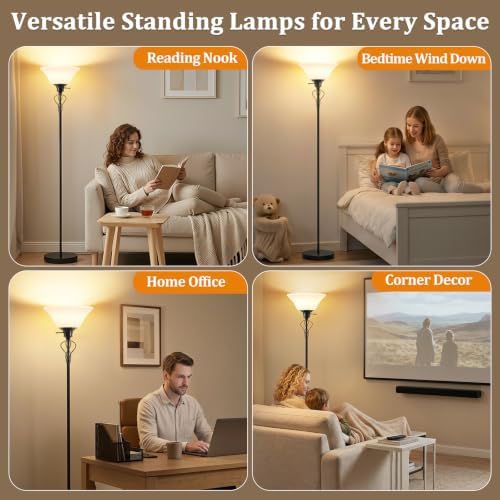 Floor Lamps for Living Room, 70" Tall Torchiere Floor Lamps, Plastic Shade - Image 6