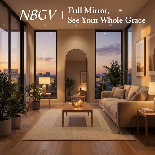 58"x19" Floor Mirror Full Length, Arched Full Length Mirror with Stand, Full Body Mirrors for Bedroom Living Room or Cloakroom Black - Image 3