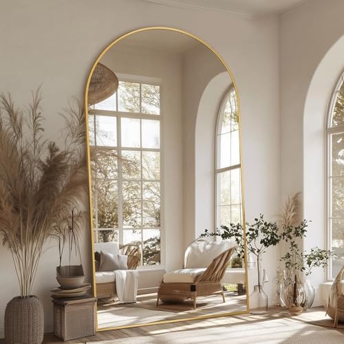 Antok 81" x41” Arched Full Length Mirror with Stand, Floor Mirror, Gold - Image 3