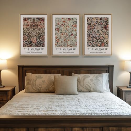 Large Framed William Morris Vintage Wall Art for Living Room, 3 Piece - Image 4