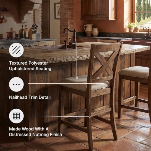 Signature Design by Ashley Rustic Counter Height Bar Stool, Set of 2, Beige - Image 5