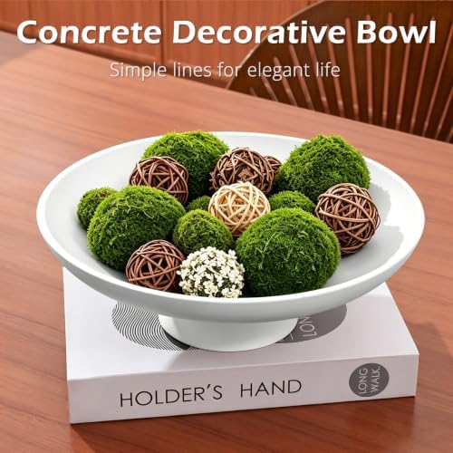 Large Fruit Bowl for Kitchen Counter, Concrete Decorative Bowls for Home Decor, Modern Key Bowl for Entryway Table (White) - Image 3