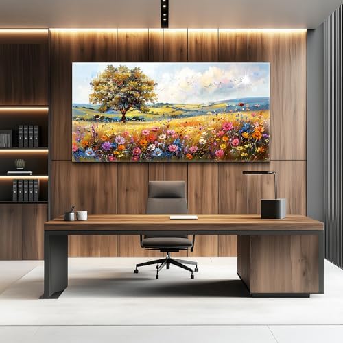 hyidecorart Large Wall Art For Bedroom Canvas Wall Decor For Living Room Office Decorations Flower Scenery Watercolour Wall Paintings Field Pictures Artwork Aesthetic Room Home Decor Hang Easy - Image 4