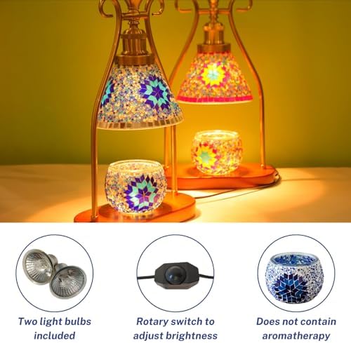 Turkish Mosaic Lamp, Candle Warmer & Wax Melt Warmer, Blue - Image 4