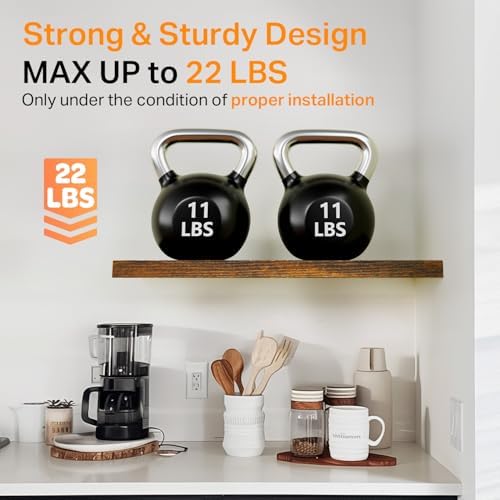 BAYKA Rustic Brown Floating Shelves 15.7in, Set of 4, Wall Mount Wood Shelf - Image 4