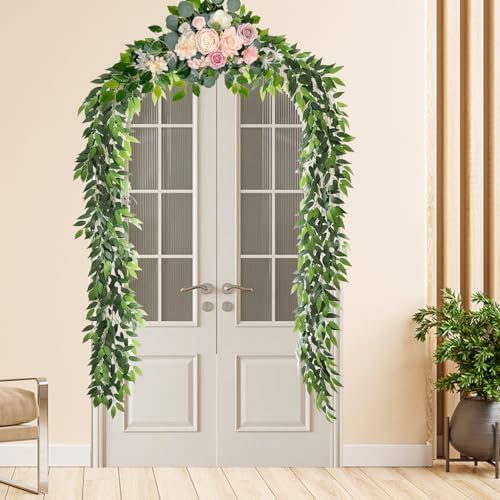 Artificial Italian Ruscus Vines, 3Pcs/75 Silk Vine Garland with Green Leaves, Fake Hanging Plants Greenery Decor for Home, Bedroom, Wall, Party, Wedding Decoration(75inch/3pcs/Vines) - Image 3