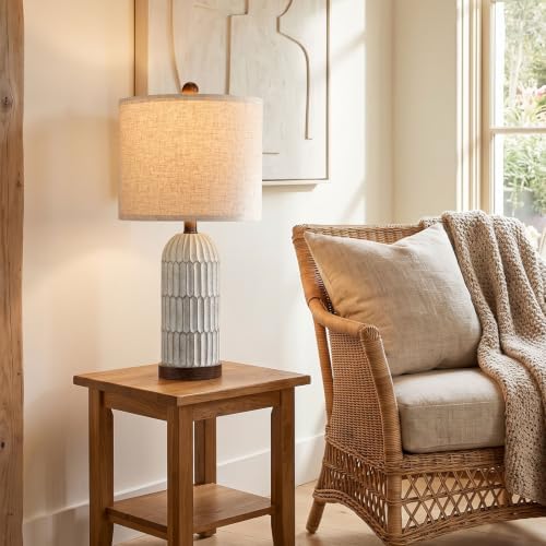 OYEARS 22" Bedside Table Lamps Set of 2, Farmhouse Lamp with USB,Dark Brown - Image 3