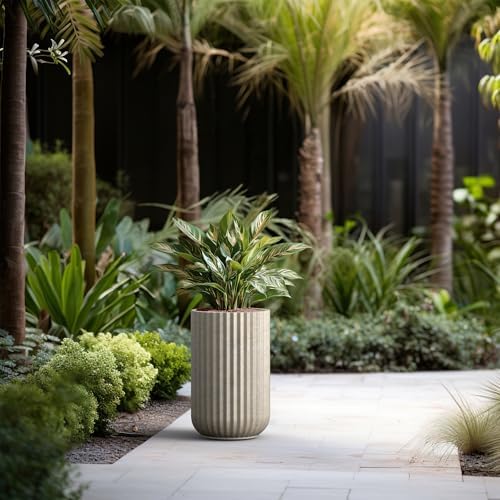 Kante Accent Round Column Weathered Concrete Planter 17.7" Tall, Outdoor - Image 5