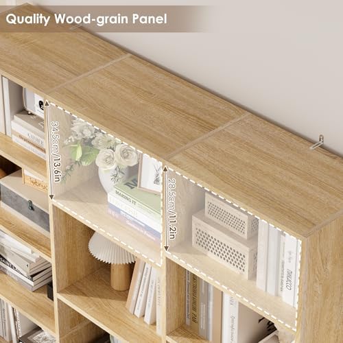 FACBOTALL Triple Wide Bookshelf, Large Bookshelf with 17 Display Shelves - Image 7