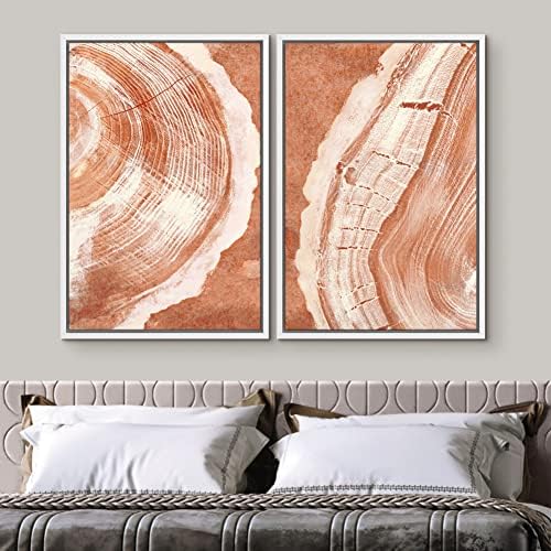 SIGNWIN Framed Canvas Print Wall Art Set Orange Closeup Wood Tree Ring Details Nature Wilderness Illustrations Modern Art Rustic Colorful Ultra for Living Room, Bedroom, Office - 16"" x24 x2 White - Image 3