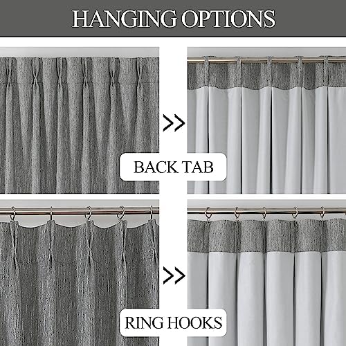 Vision Home Charcoal Grey Pinch Pleated Full Blackout Curtains Room Darkening Window Curtains 84 inch for Living Room Bedroom Thermal Insulated Pinch Pleat Drapes with Hooks Back Tab 2 Panel 40"Wx84"L - Image 3