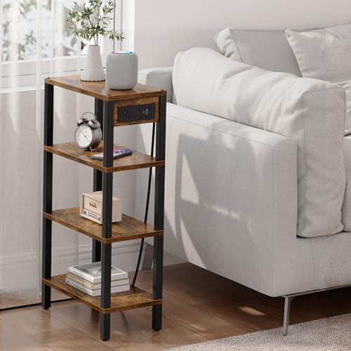 TUTOTAK Narrow Side Table, 4-Tier Small End Table with Charging Station - Image 6
