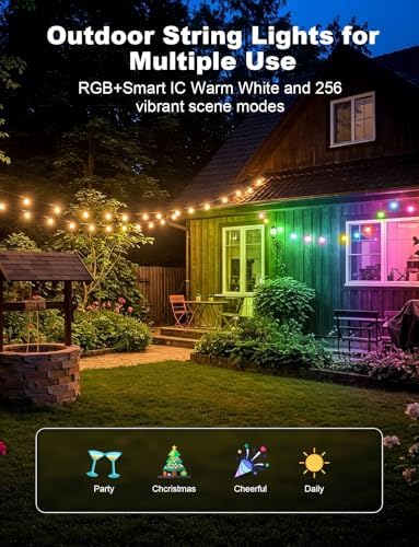 Outdoor String Lights 18 LED Bulbs, 64(52+12) ft RGB+IC+Warm White - Image 2