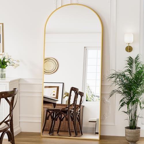Full Length Mirror, 71"x30" Arched Floor Length Mirror, Oversized Standing Mirror, Hanging or Leaning Against Wall Mounted Mirrors, Large Full Body Mirrors with Aluminum Frame for Bedroom (Gold) - Image 3