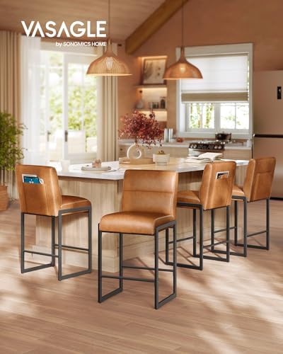 VASAGLE Bar Stools Set of 4, Counter Height Chairs with Backs, 26.4-Inch - Image 3