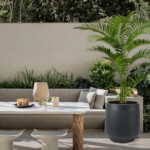 Plant Pots，Set of 2 Plastic Large Pots for Indoor Plants,Flower Pots Outdoor Planters with Drainage Hole and Seamless Saucer,(Gray 15Inches) - Image 7