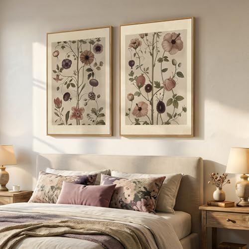 Large Framed Vintage Floral Botanical Wall Art for Living Room, 24x36 In - Image 2
