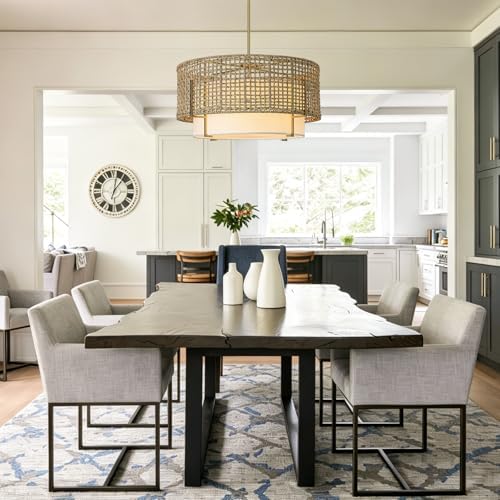 25.6" Large Rattan Chandelier, 6-Light Boho Rustic Pendant Light Fixture - Image 4