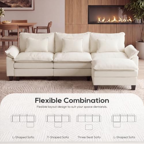 URRED Oversized Modular Sectional Sofa，White：122" L Shaped - Image 4