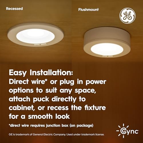 Cync GE Reveal HD+ Smart Undercabinet Puck Light Fixtures, Color Changing Undercab Puck Lights, Smart Wi-Fi Kitchen Lights, Works with Alexa and Google Home, 3-in (3 Pack) - Image 5