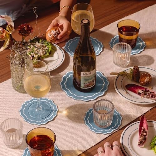 Linen Coasters for Drinks, Set of 6, 6 inch, Marine - Image 6