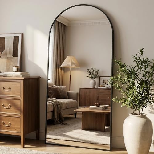 Full Length Mirror, 71" x 32" Arched Full Body Mirror Large Standing Floor Mirrors, Mirrors for Bedroom, Bathroom, Living Room Standing or Wall Leaning, Black by Novlux