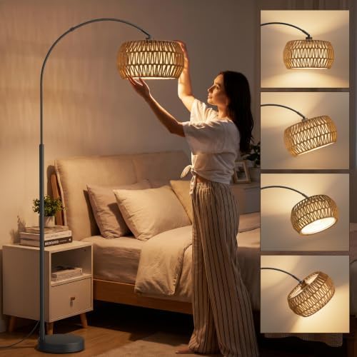 Ambimall Boho Arc Floor Lamp, Color Temperatures and Brightness Adjustable - Image 5