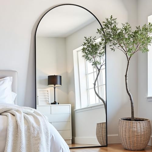 Prywot Arched Full Length Mirror, 76"x34" Free Standing Floor Mirror, Black - Image 2
