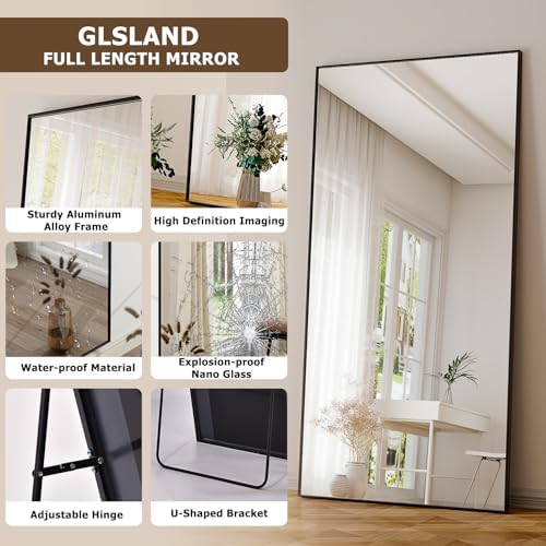 GLSLAND 76"x34" Full Length Mirror Large Rectangle Full Body Mirror, Black - Image 3