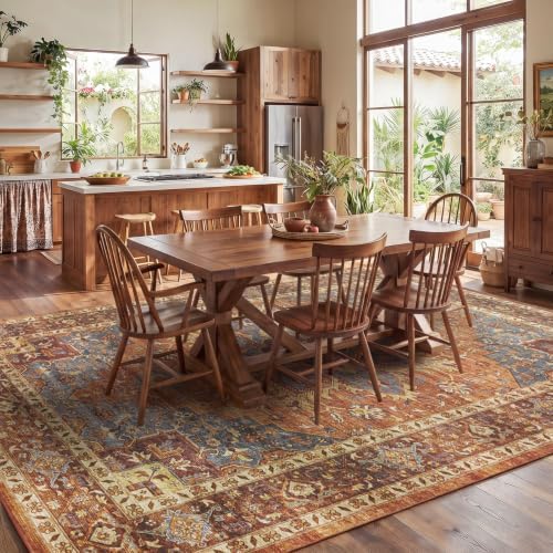 Amada Vintage Washable Area Rug,8'x10',Rust Red - Image 2