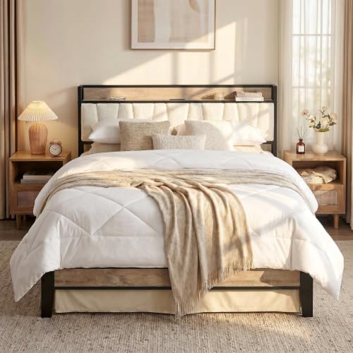 LIKIMIO California King Bed Frame with Storage Headboard & Charging Station by LIKIMIO