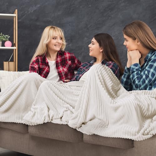Buryeah 12 Pcs Flannel Blankets Bulk,Fall Outdoor Wedding, Cream White - Image 5