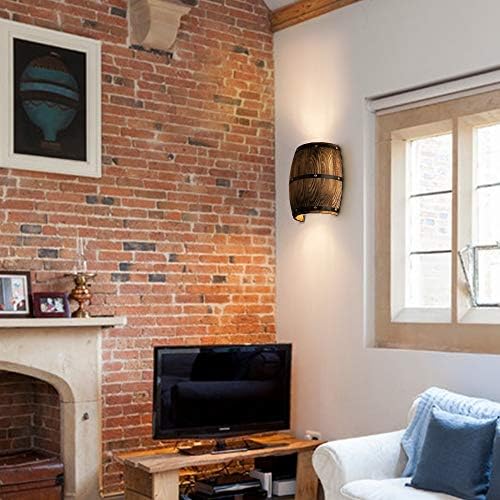 1 Pack Antique Wood Wine Barrel Wall Sconce Light Fixture - Image 2