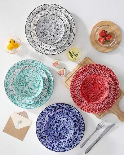 vancasso SELENE Plates and Bowls Set for 4, 12 Pieces Dinnerware Sets, Mircowave and Dishwasher Safe Dishes Set, Porcelain Muted Dinnerware - Image 7