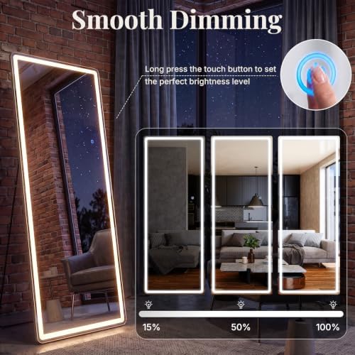 21"x64" Full Length Mirror with Lights, Standing Mirror - Image 4