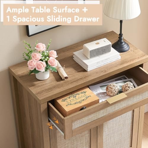 HOKYHOKY 30" Rattan Sideboard Buffet Cabinet, Boho Storage Cabinet - Image 4