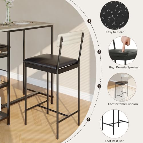 GarveeHome Bar Height Dining Table Set for 2, Space-Saving Pub Table - Image 6