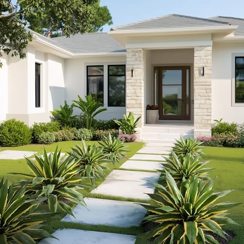 Artificial Agave Plant Fake Agave Planters for Indoor Outdoor Faux Agave Plants Real Touch Realistic Greenery for Home Living Room Office Bathroom Garden Front Porch Patio Decor (29inch-2 Pcs Yellow) - Image 6