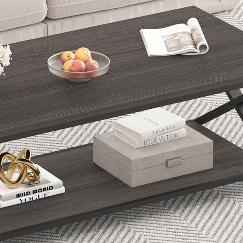 HSH 39" Rectangle Coffee Table with Storage for Living Room, Dark Gray - Image 6